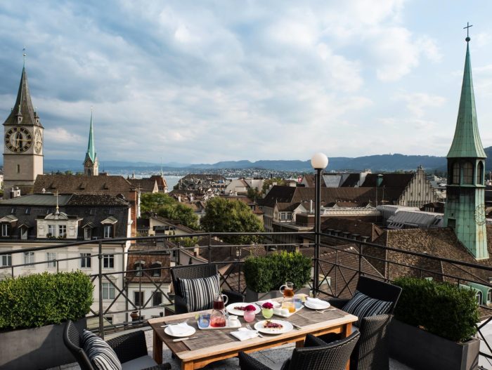 Aussicht von der Suite des Widder Hotels in Zürich